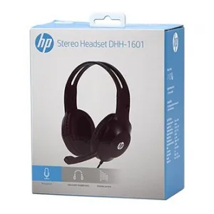 HP DHH-1601 sluchátka s mikrofonem 194S2AA, ovládání hlasitosti, černá, klasická typ 2x 3.5 mm jack
