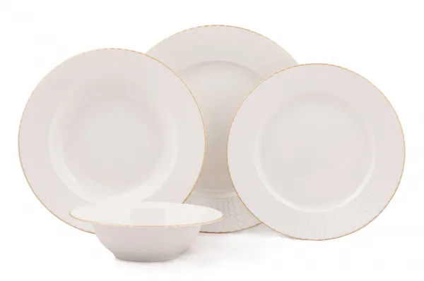 Hermia Porcelánová sada 24 ks talířů Whitie bílá/zlatá