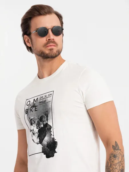 Trendy tričko s krátkym rukávom a s potlačou biele