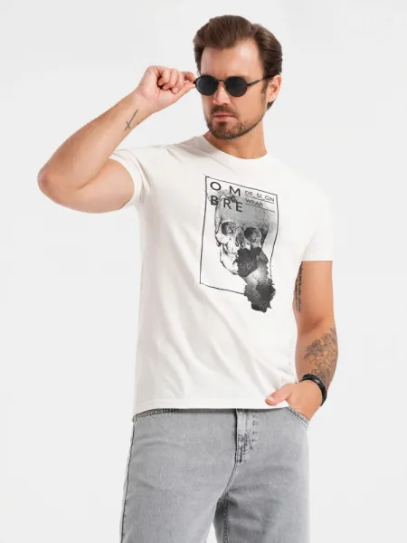 Trendy tričko s krátkym rukávom a s potlačou biele