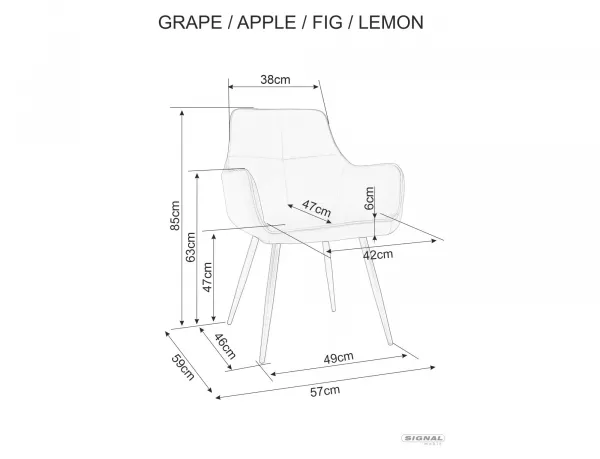 Jedálenské kreslo APPLE VELVET Signal Šedá