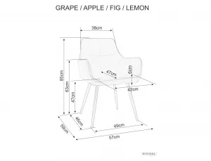 Jedálenské kreslo APPLE VELVET Signal Šedá