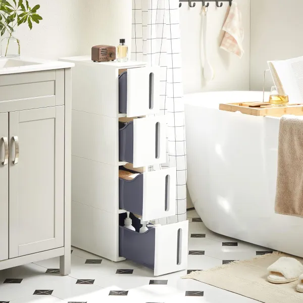 SONGMICS Úložný kuchynský regál BASTEN 84 cm biely