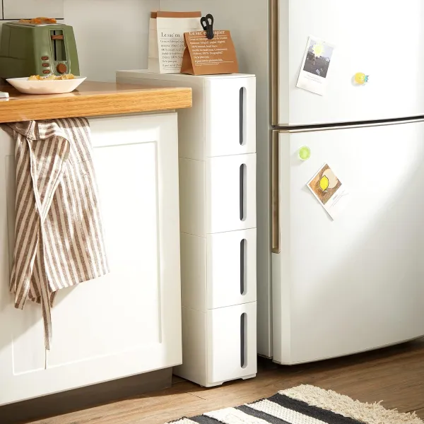 SONGMICS Úložný kuchynský regál BASTEN 84 cm biely