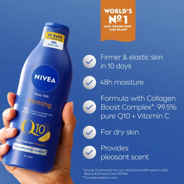 Nivea Q10 Plus spevňujúce telové mlieko pre suchú pokožku 250 ml