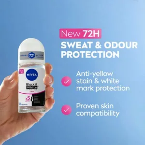 Nivea Invisible Black & White Clear guličkový antiperspirant pre ženy 50 ml