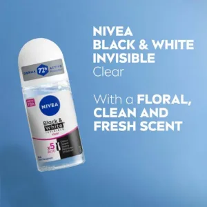 Nivea Invisible Black & White Clear guličkový antiperspirant pre ženy 50 ml