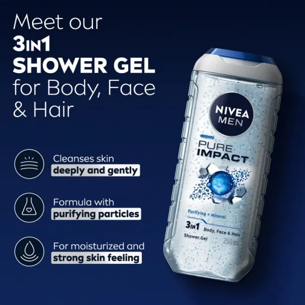 Nivea Men Pure Impact sprchový gél pre mužov 250 ml