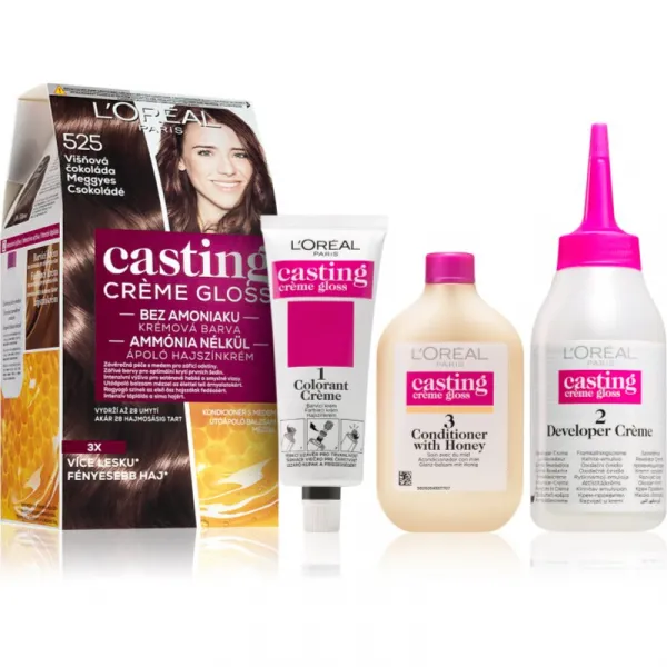 L'Oréal Paris Casting Creme Gloss, semipermanentná farba 525 VIŠŇOVÁ ČOKOLÁDA, 48 +72 +60 ml