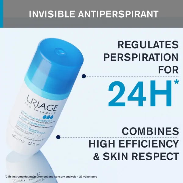 Uriage Hygiène Power3 Deodorant dezodorant roll-on proti bielym a žltým škvrnám 50 ml
