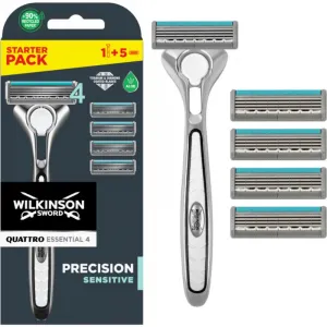 Wilkinson Sword Quattro Titanium Sensitive holiaci strojček + náhradné hlavice 4 ks