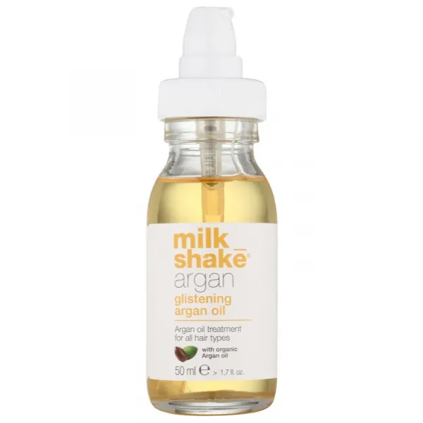milk_shake® Argan Glistening Oil olejová starostlivosť s argánovým olejom pre všetky typy vlasov 50 ml