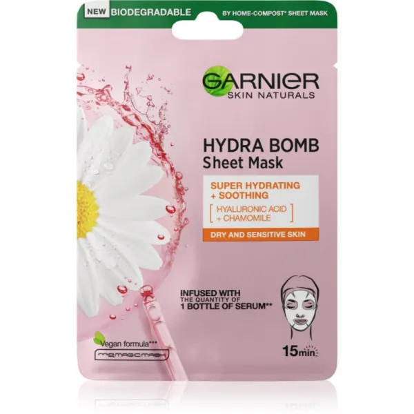 Garnier Skin Naturals Moisture+Comfort super hydratačná upokojujúca textilná maska pre suchú až citlivú pleť 28 g