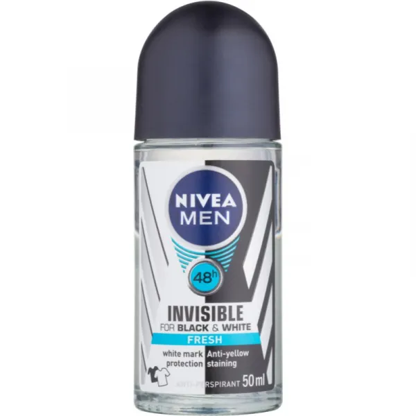 Nivea Men Invisible Black & White guličkový antiperspirant pre mužov 50 ml