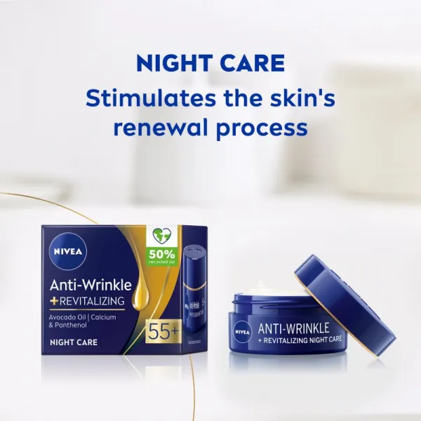 NIVEA Revitalizing obnovujúci nočný krém proti vráskam 55+ 50 ml