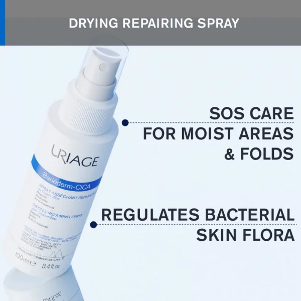 Uriage Bariéderm Cica Drying Repairing Spray vysušujúci reparatívny sprej s obsahom medi a zinku 100 ml