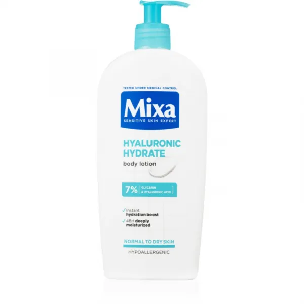 Mixa Hyaluronic Hydrate intenzívne hydratačné telové mlieko na normálnu až suchú pokožku, 400 ml