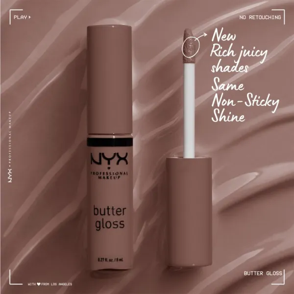 NYX Professional Makeup Butter Gloss lesk na pery odtieň 16 Praline 8 ml