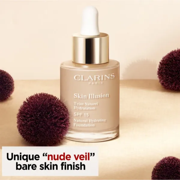 Clarins Skin Illusion Natural Hydrating Foundation rozjasňujúci hydratačný make-up SPF 15 odtieň 110N Honey 30 ml