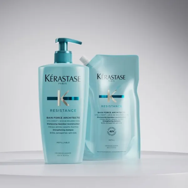 Kérastase Résistance Bain Force Architecte šampón s posilňujúcimi účinkami pre oslabené a ľahko poškodené vlasy 500 ml