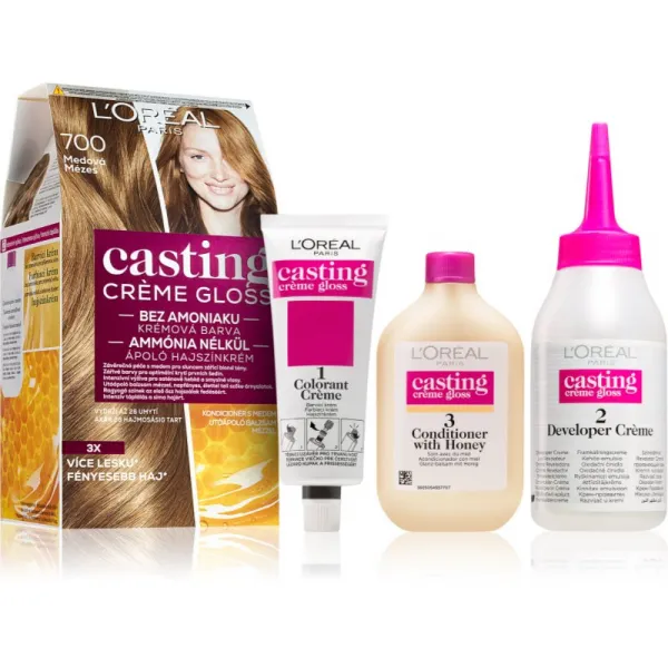 L'Oréal Paris Casting Creme Gloss, semipermanentná farba 700 MEDOVÁ, 48 +72 +60 ml