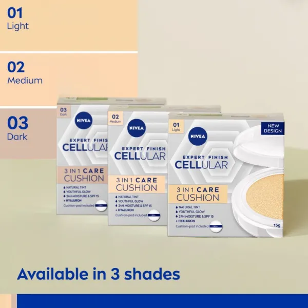 Nivea Cellular Expert Finish Ošetrujúci tónovací krém v hubke 3 v 1 03 tmavý odtieň 15 g