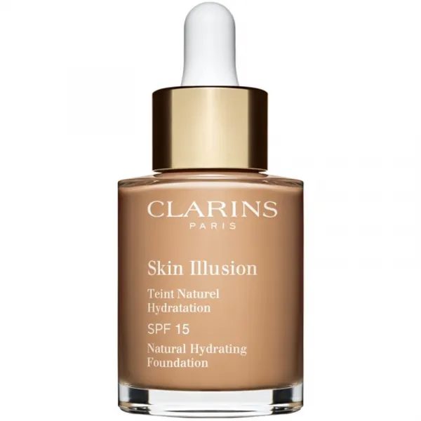 Clarins Skin Illusion Natural Hydrating Foundation rozjasňujúci hydratačný make-up SPF 15 odtieň 108,5W Cashew 30 ml