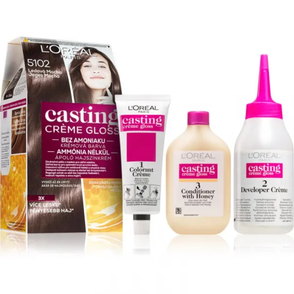 L'Oréal Paris Casting Creme Gloss, semipermanentní barva 510 ĽADOVÁ MOKKA, 48 +72 +60 ml