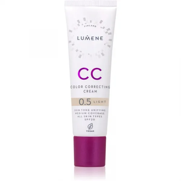 Lumene CC Color Correcting Cream CC krém pre jednotný tón pleti SPF 20 odtieň 0.5 Light (Cool) 30 ml