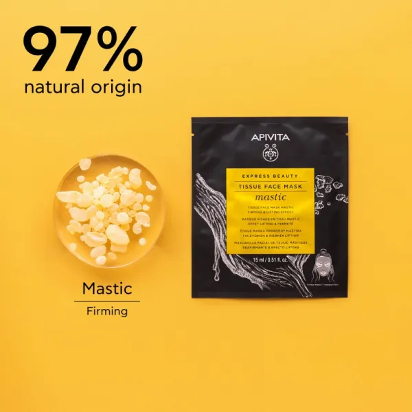 Apivita Express Beauty Lifting Tissue Face Mask Mastic liftingová plátenná maska 15 ml