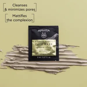 Apivita Express Beauty Cleansing Face Mask Green Clay čistiaca a vyhladzujúca pleťová maska so zeleným ílom 2x8 ml