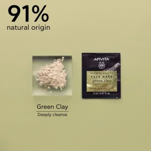Apivita Express Beauty Cleansing Face Mask Green Clay čistiaca a vyhladzujúca pleťová maska so zeleným ílom 2x8 ml