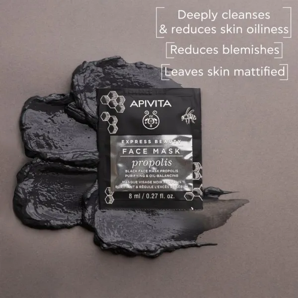 Apivita Express Beauty Purifying Face Mask Propolis čistiaca čierna maska pre mastnú pleť 2x8 ml