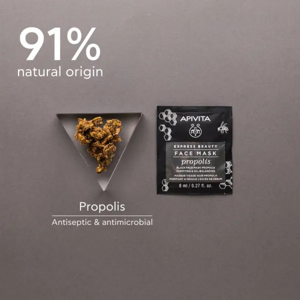 Apivita Express Beauty Purifying Face Mask Propolis čistiaca čierna maska pre mastnú pleť 2x8 ml