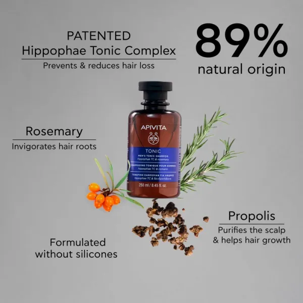 Apivita Men's Tonic Shampoo Rosemary šampón proti vypadávaniu vlasov 250 ml