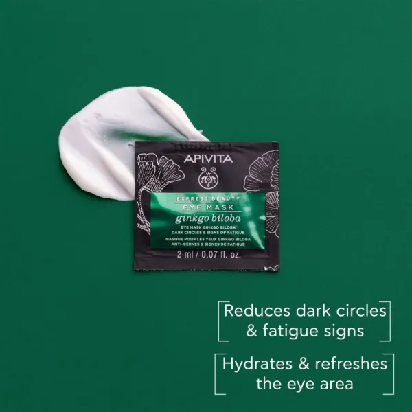 Apivita Express Beauty Eye Mask Gingko Biloba maska na oči proti opuchom a tmavým kruhom 2x2 ml