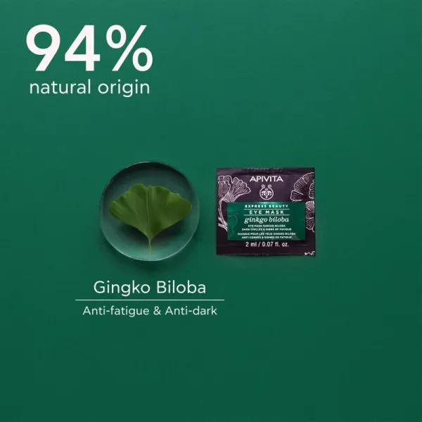 Apivita Express Beauty Eye Mask Gingko Biloba maska na oči proti opuchom a tmavým kruhom 2x2 ml