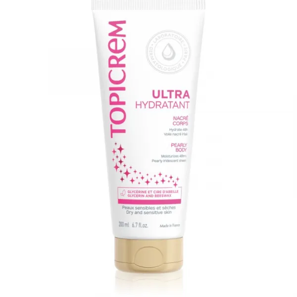 Topicrem UH BODY Ultra-Moisturizing Pearly Body telové mlieko na citlivú pokožku s perleťovým leskom 200 ml