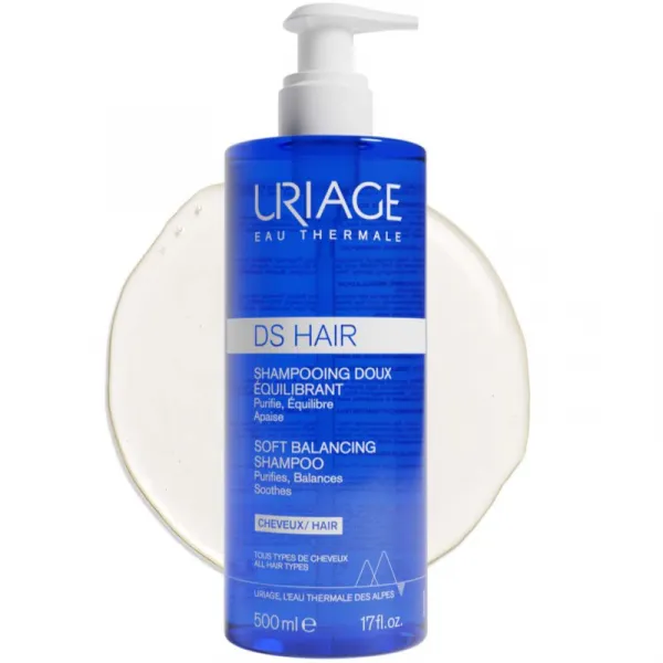 Uriage DS HAIR Soft Balancing Shampoo čistiaci šampón pre citlivú pokožku hlavy 500 ml
