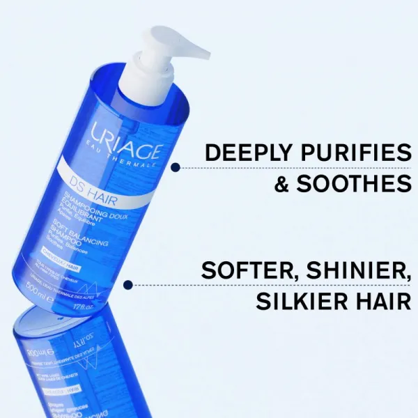 Uriage DS HAIR Soft Balancing Shampoo čistiaci šampón pre citlivú pokožku hlavy 500 ml