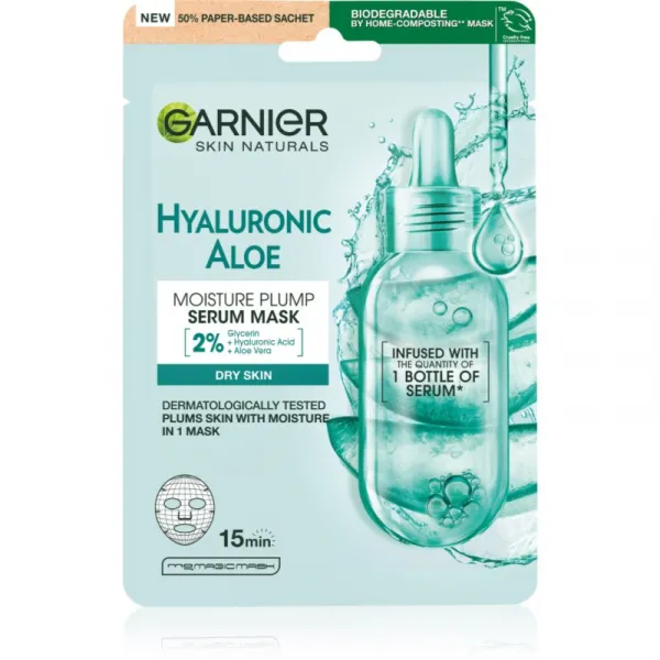 Garnier Textil Masks Hyaluronic Aloe hydratačná plátienková maska s aloe vera 28 g