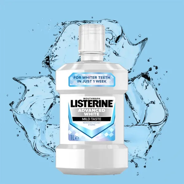 Listerine Advanced White Mild Taste ústna voda s bieliacim účinkom 1000 ml