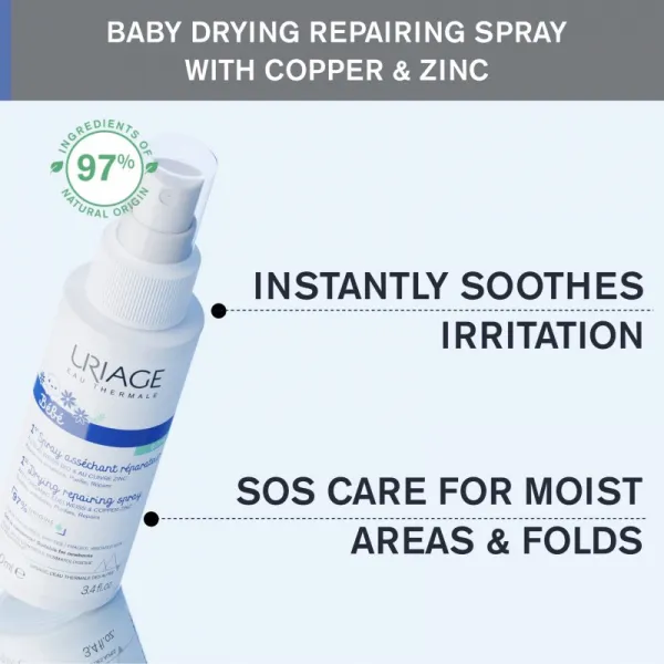Uriage Bébé 1st Cu-Zn+ Drying Repairing Spray sprej proti podráždeniu 100 ml