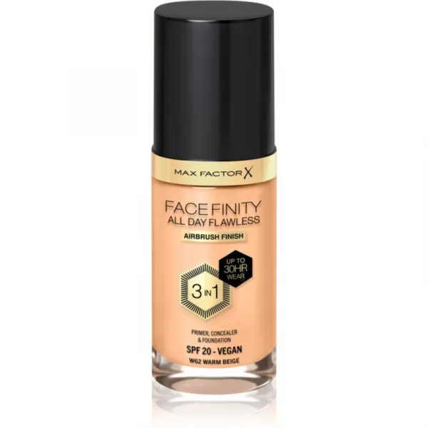 Max Factor Facefinity All Day Flawless dlhotrvajúci make-up SPF 20 odtieň 62 Warm Beige 30 ml