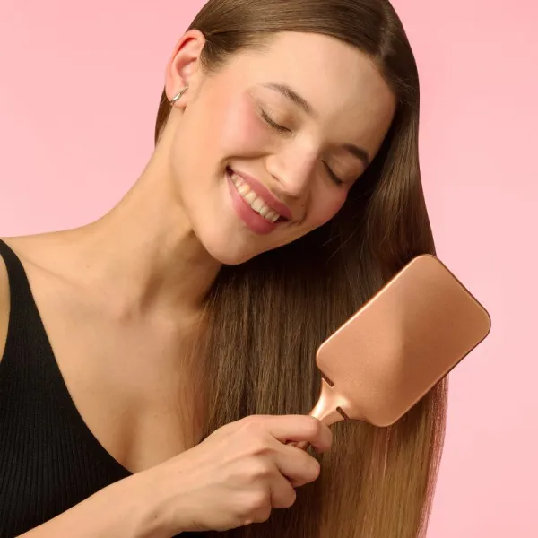 BrushArt Hair Boar bristle paddle hairbrush kefa na vlasy so štetinami z diviaka Bronze 1 ks