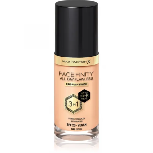 Max Factor Facefinity All Day Flawless dlhotrvajúci make-up SPF 20 odtieň 42 Ivory 30 ml