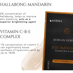 KORIKA Korean Heritage Jeju Mandarin & Vitamin B-C-E Complex Skin Illuminating Sheet Mask rozjasňujúca plátienková maska 25 g