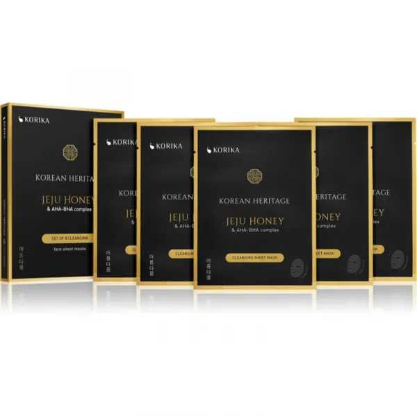 KORIKA Korean Heritage Set of 5 Cleansing Face Sheet Masks set pleťových masiek za zvýhodnenú cenu pre dokonalé vyčistenie pleti