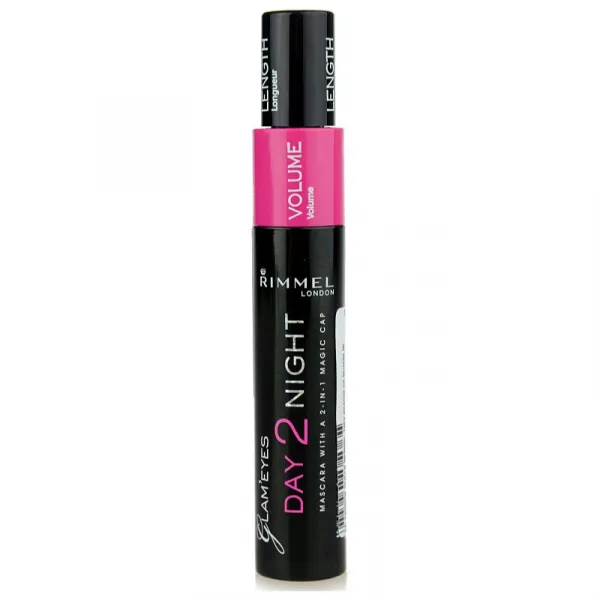 Rimmel Glam´ Eyes Day 2 Night riasenka predlžuje a zhusťuje mihalnice 2 v 1 odtieň 001 Black 9.5 ml