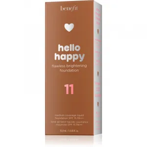 Benefit Hello Happy Flawless Brightening Foundation rozjasňujúci tekutý make-up SPF 15 odtieň 11 Dark Neutral 30 ml